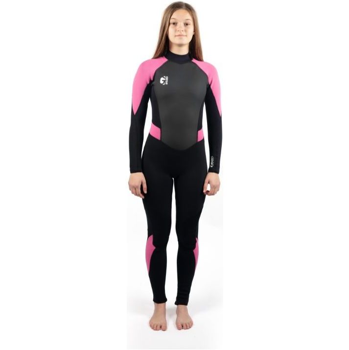 2025 Gul Junior Girls G-Force 3mm Flatlock Wetsuit GF1308-B7 - Black / Pink